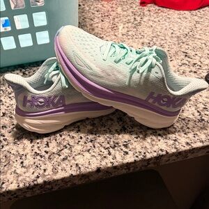Hoka Pastel Mint and Lavender Sneakers